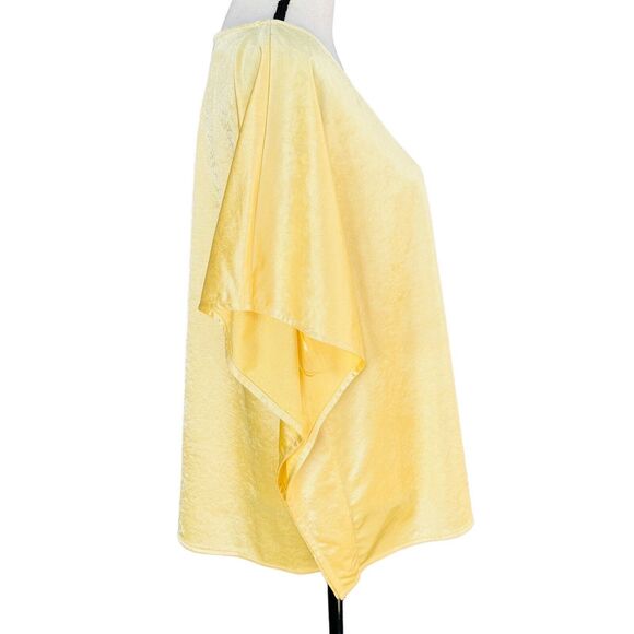 Alfani Elements Medium Top Stretch Draped Sleeves Scoop Neck Raffia Yellow Shiny - Picture 4 of 9